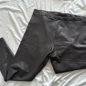 Dark brown faux leather leggings